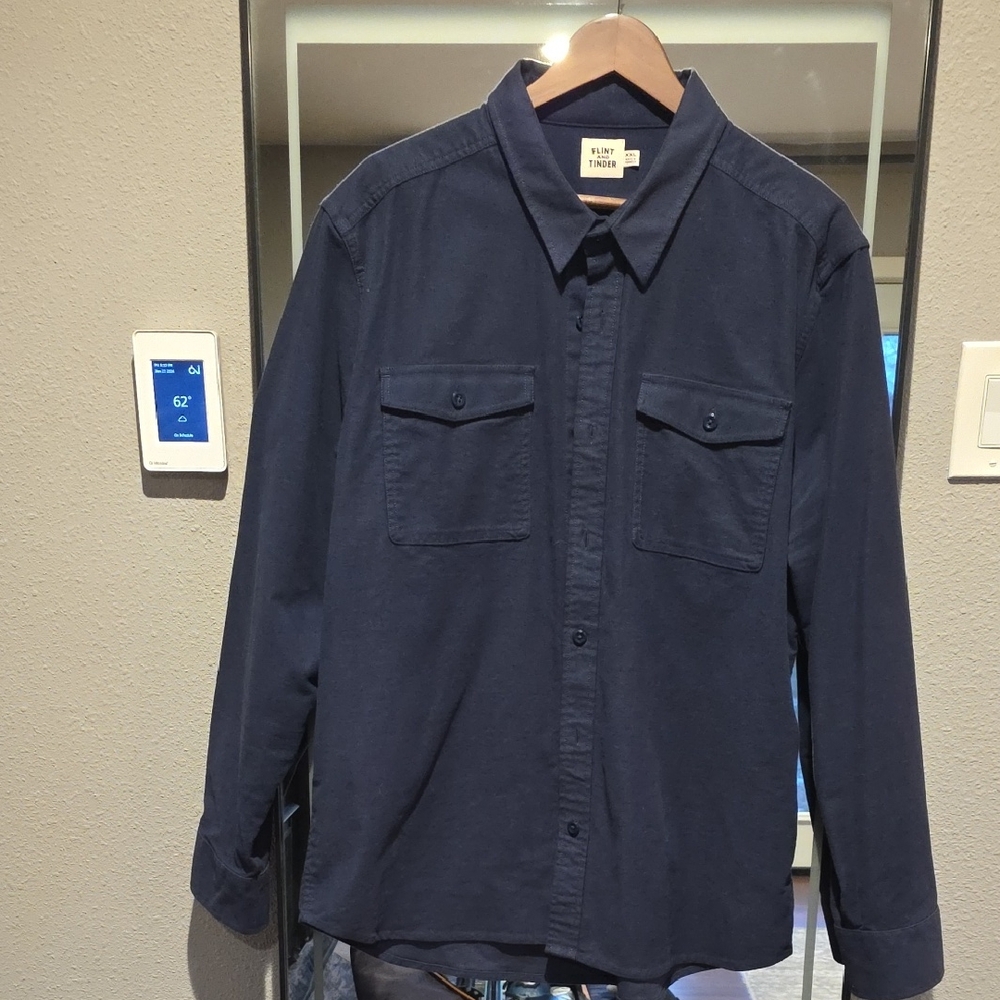 Flint And Tinder Mens XXL Navy Blue Button Down Shirt